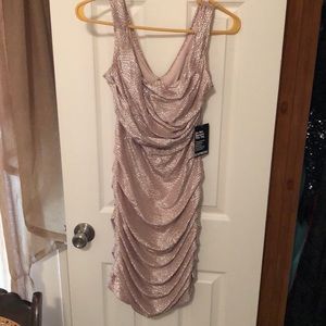 Express Blush metallic mini dress